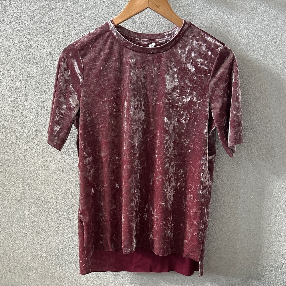 BP Velvet Short Sleeve Top - Pink/mauve